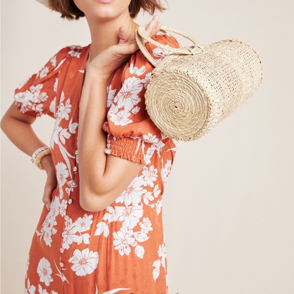 Anthropologie Dolan Nancy Jumpsuit Brown Floral Short Sleeve Wide Leg Boho Sz S - Picture 2 of 16